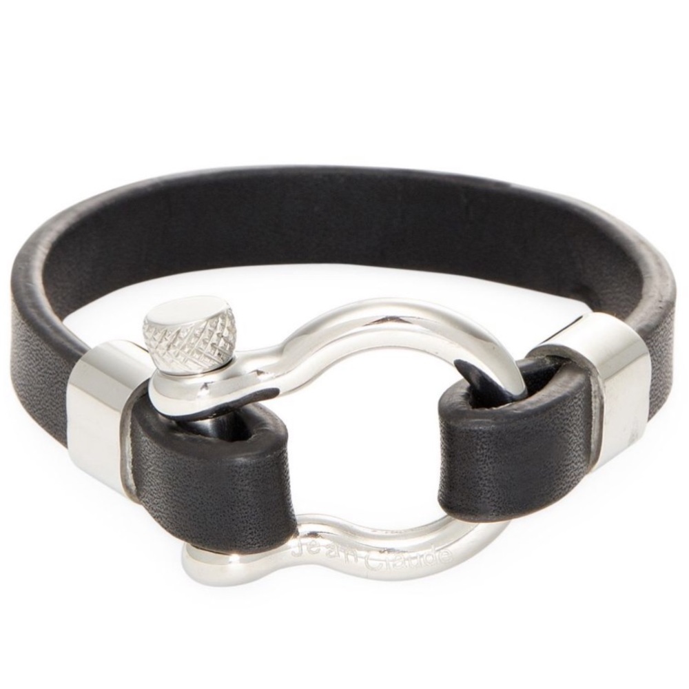 Jean C Leather and Stainless Steel Clamp Bracelet